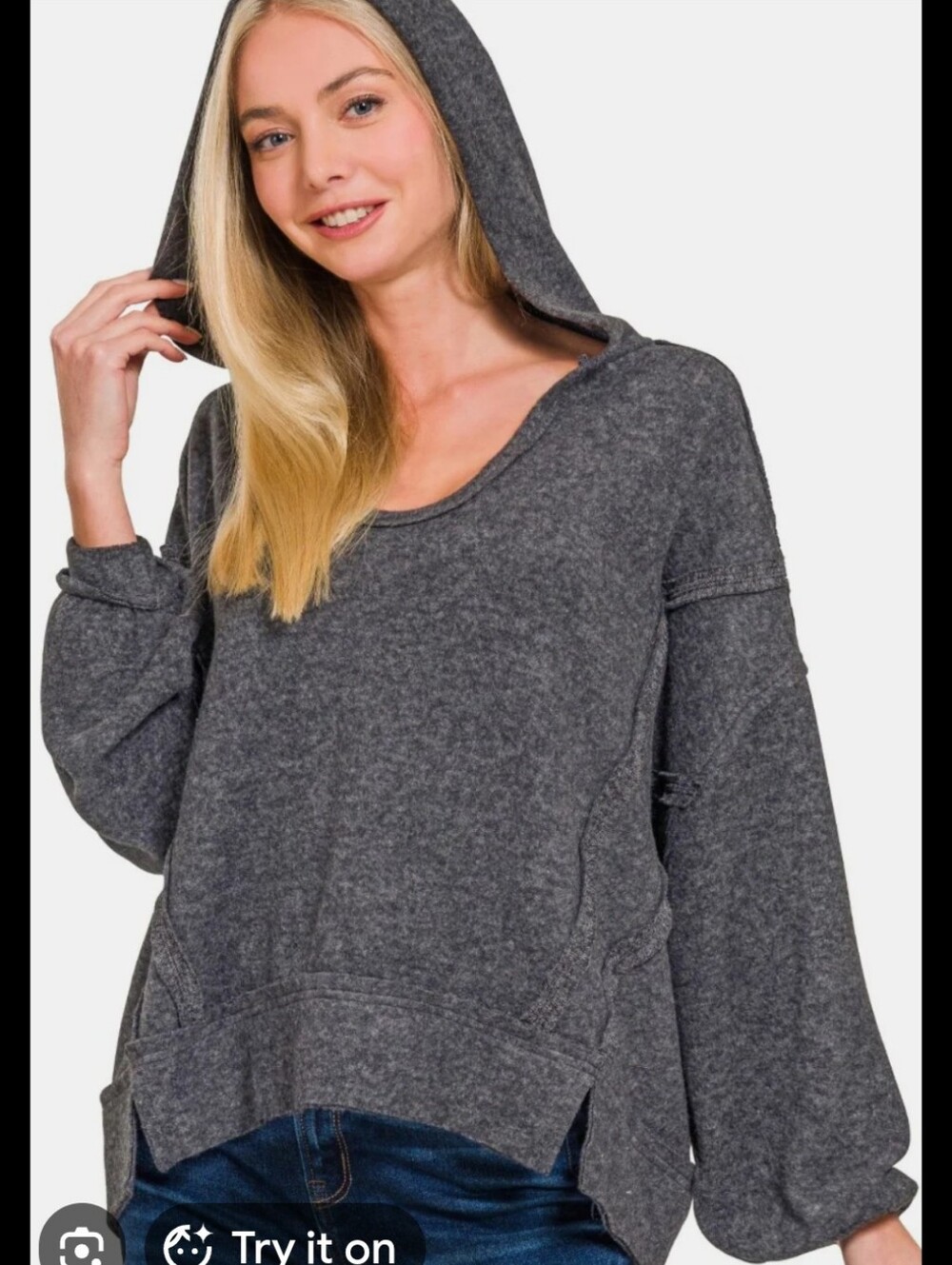 Cozy Charcoal Hooded Pullover Sweatshirt